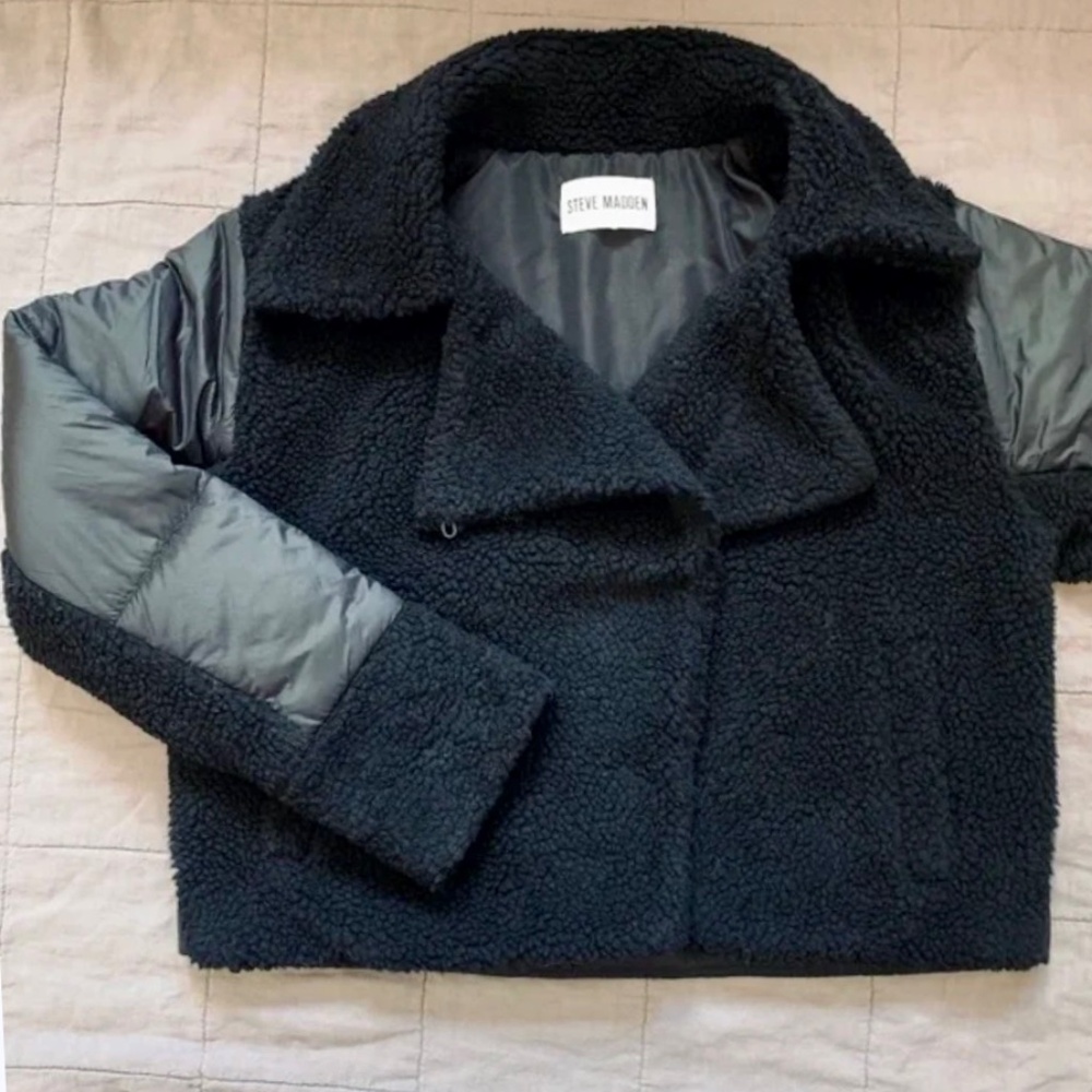 NEW Steve Madden Open Teddy Jacket Puffer Detailed Size M